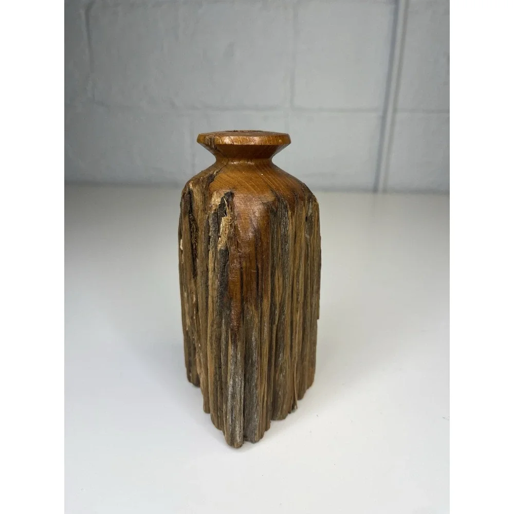 Live Edge Wood Vase Weed Pot Australian Red Gum Wood Fence Post Brutalist Rustic